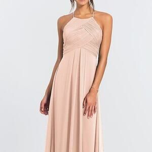 Bill Levkoff Frost Rose High-Neck Long Bridesmaid Dress NEW Size 0 Maxi Formal